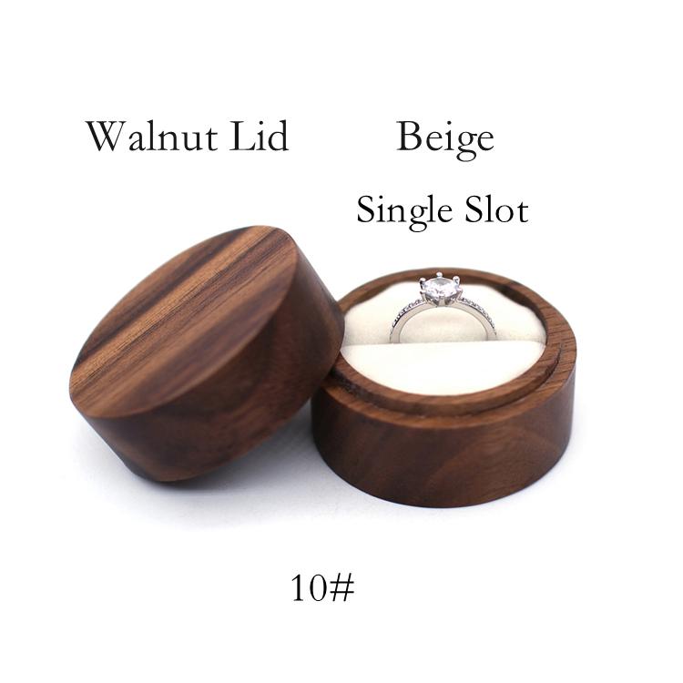 Luxury Small Jewelry Gift Packaging Round Wooden Wedding Ring Box with Window