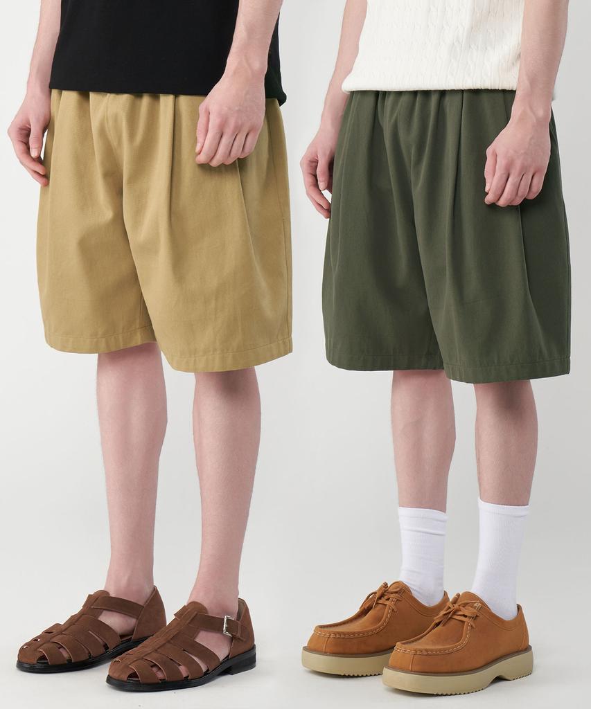 UNTAPPED STUDIO Bermuda Cotton Double-Pleated Wide Half Shorts 3 Colors