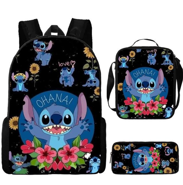 New animation cartoon stitc three-piece schoolbag, primary and secondary school backpack, backpack