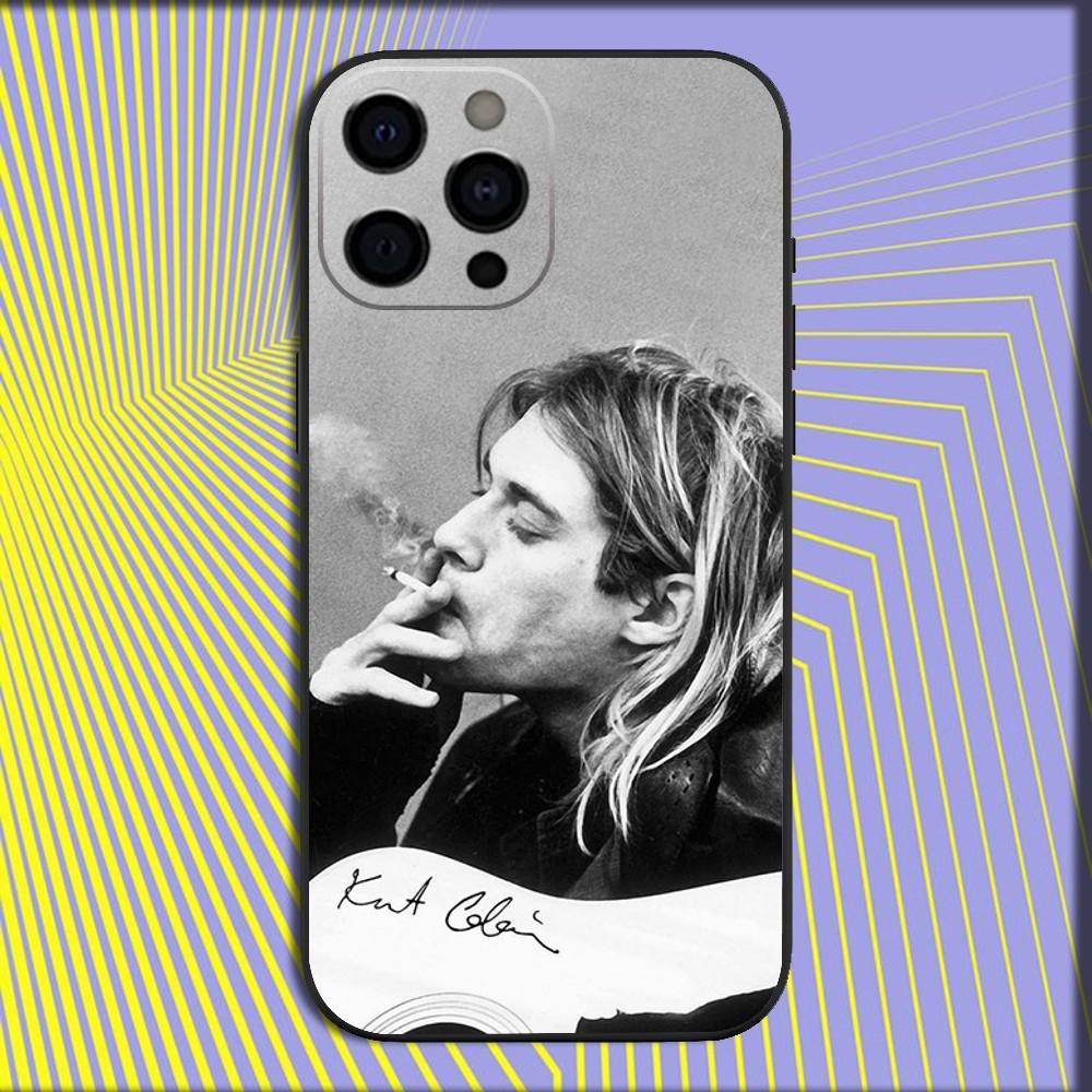 Music K-Kurt Cobain Band Phone Case For iPhone 16,15,14,13,12,11,Pro,X,XS,Max,XR,Plus,Mini Soft Black Cover