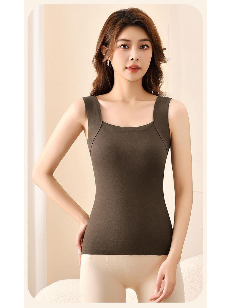 Женский бесшовный приталенный теплый жилет: Немецкий флис, нагрудник, шлифованный, утолщенный, осенне-зимнее нижнее белье