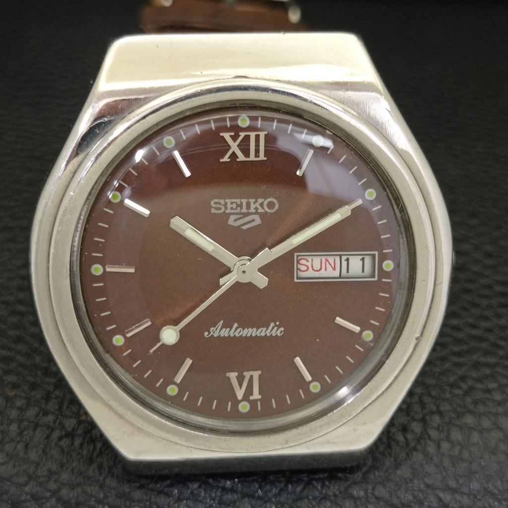 АВТОМАТИЧЕСКИЕ ВИНТАЖНЫЕ ЧАСЫ SEIKO 5 6309A ЯПОНИЯ МУЖСКИЕ ЧАСЫ С КОРИЧНЕВЫМ ЦИФЕРБЛАТОМ a500833-5 R154-a500833