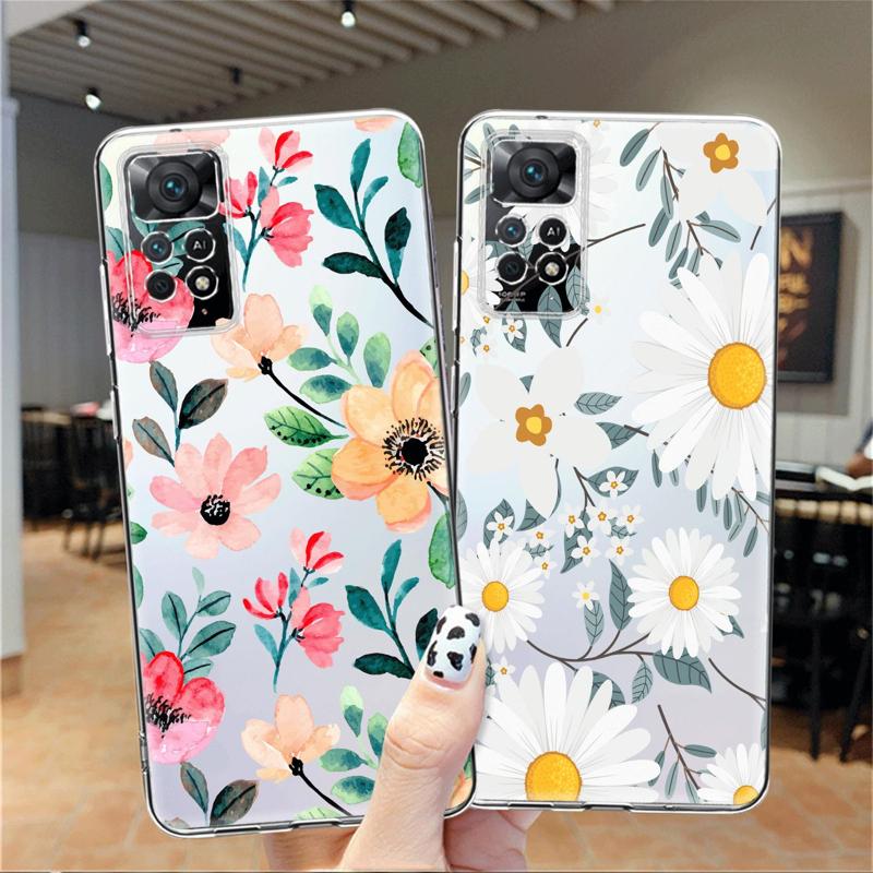 Прозрачный чехол для телефона с цветочным ромашкой для Xiaomi Redmi Note 12 7 8 9 8t 11t 8 10 Pro 9s 10s 11 11s для Mi 9a 9 9c 9t 10 10c K40