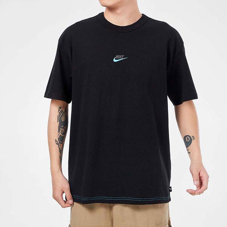 Nike Повседневная свободная футболка с вышитым логотипом Swoosh, мужские топы с коротким рукавом, черные DB3194-011
