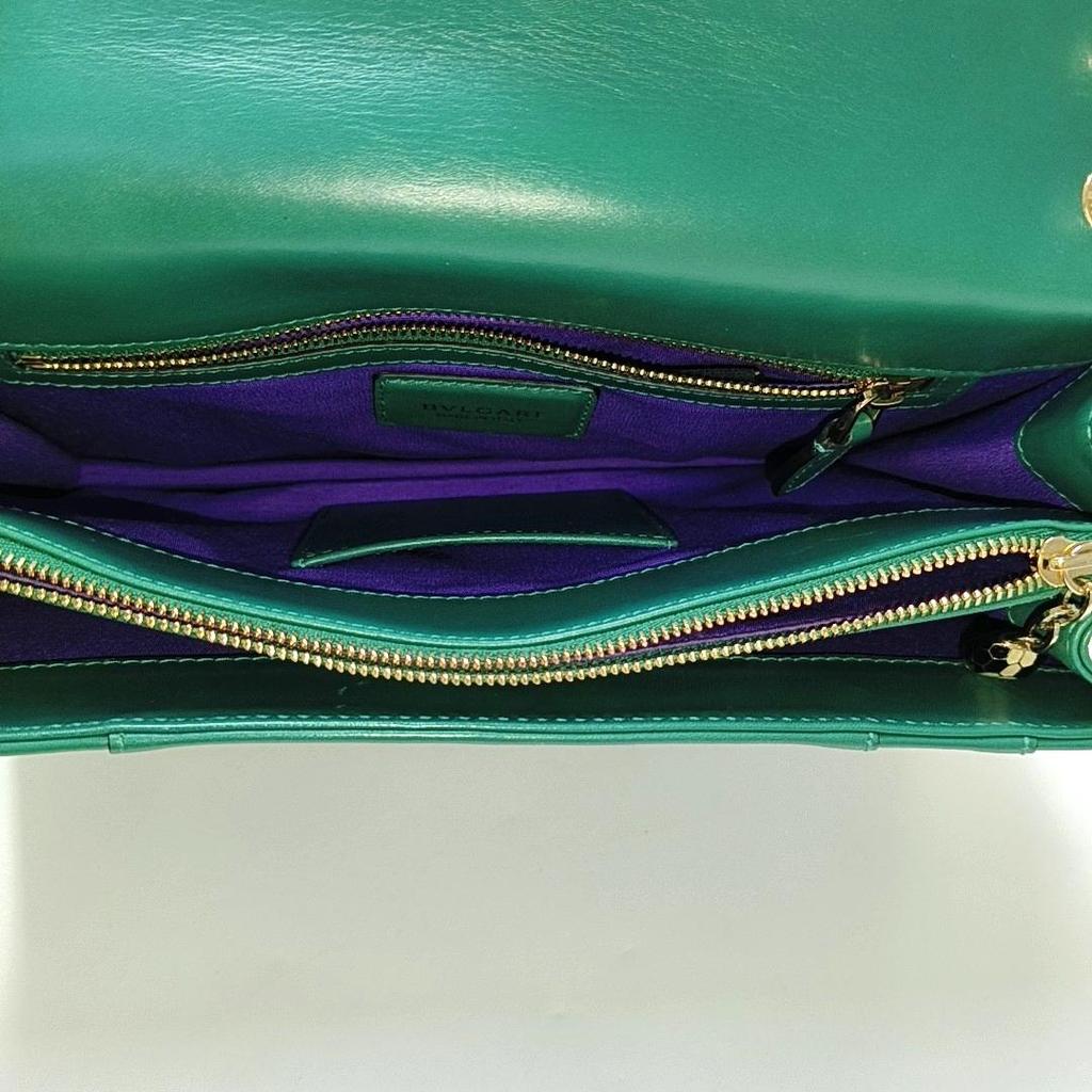 [Б/У] Сумка через плечо Serpenti Forever с эмалированной пряжкой и цепочкой в виде головы змеи из кожи - Хорошее состояние #171VZ0M