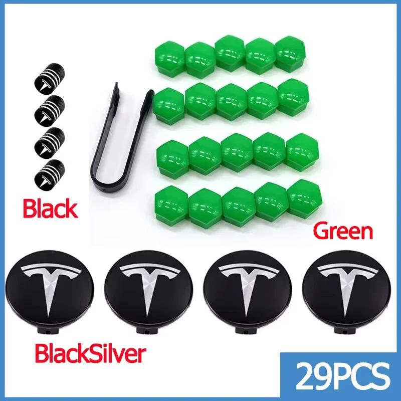 56mm Center Hub Caps for Tesla Model 3 Y S X Car Wheel Valve Cap Tire Lug Nut Protective Cover Exterior Decoration 25pcs / 29pcs