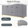 Modern, Elegant Sideboard with 3 Drawers and Refrigerator-Like Doors, Buffet Cabinet for Dining Room, Living Room and Hallway (Grey)