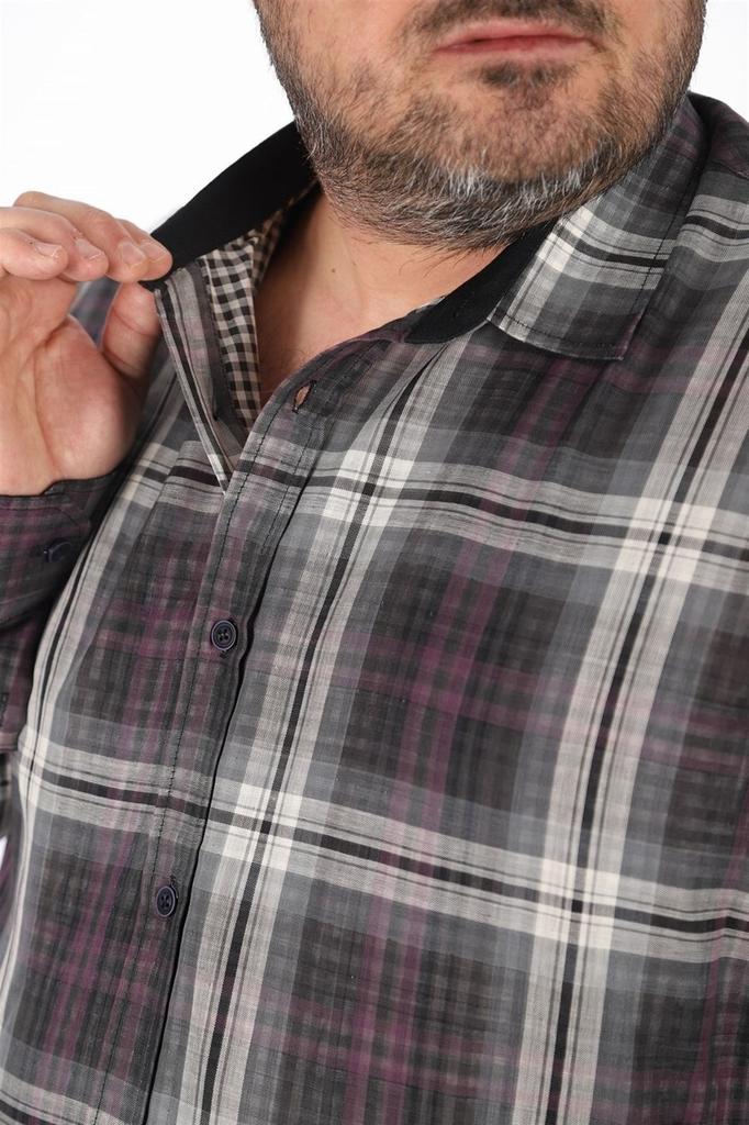 Men's Plus Size Plus Size Shirt Plus Size Men's Plaid Shirt Black
