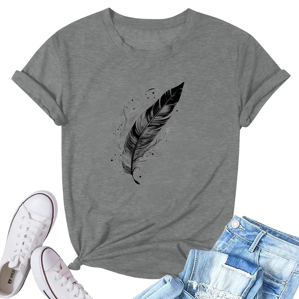 Женская модная повседневная плиссированная футболка с коротким рукавом с принтом