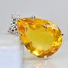 925 Sterling Silver 100 Ct Orange Topaz   Pear Cut Pendant For Gift