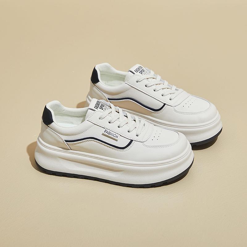 Women's Casual Chunky Platform Sneakers Non-Slip Lace-Up Walking Shoes Comfortable Running Shoes PU Leather Athletic Workout Tennis Sneakers for Women