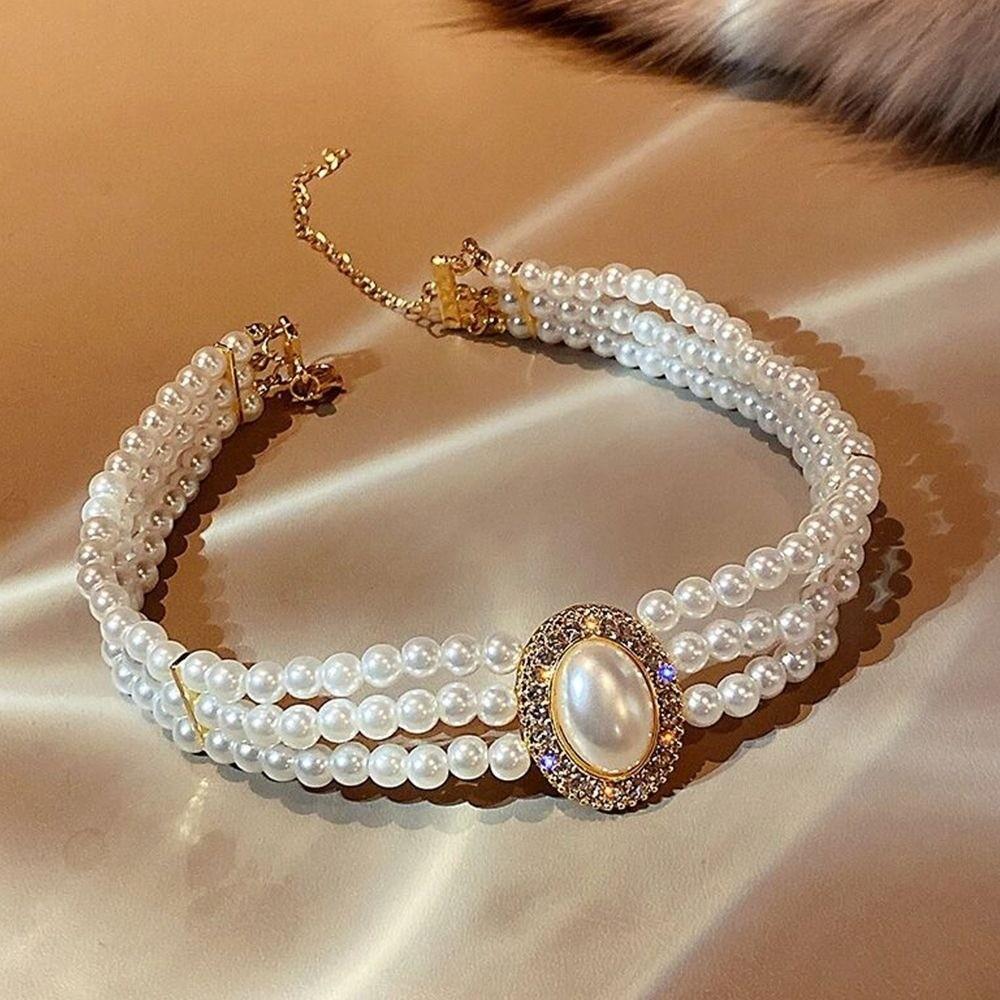 Multi-layer Pearl Pendant Jewelry Accessories Pearl Choker Fashion Retro Pearl Necklace Women