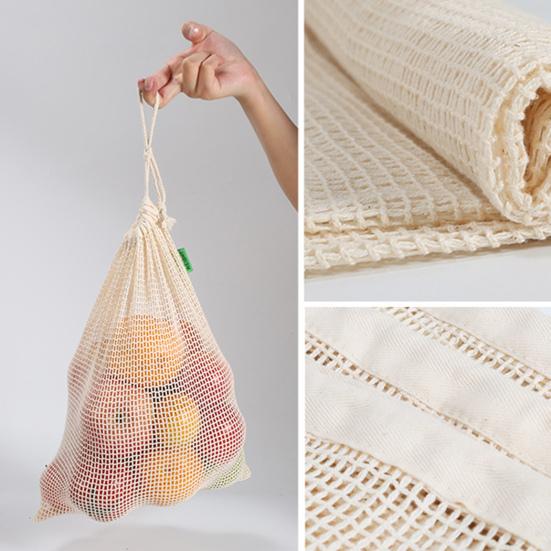 Shopping Bag Reusable Large Capacity Cotton Fruit Vegetable Produce Mesh Tote for Outdoor