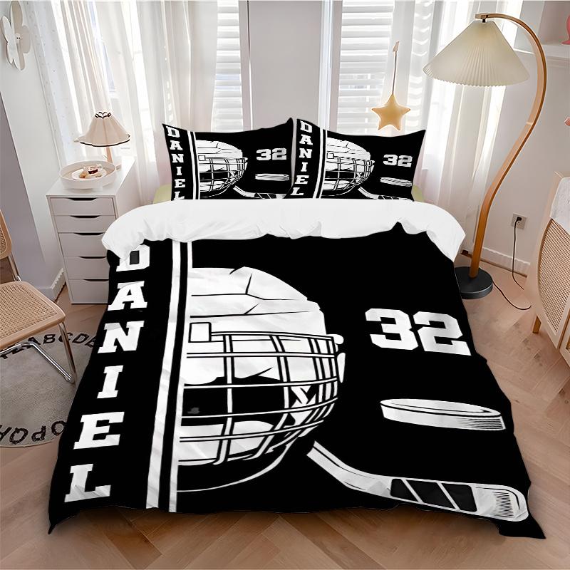 3pcs Hockey Team Quilt Set, Soft and Comfortable Bedroom