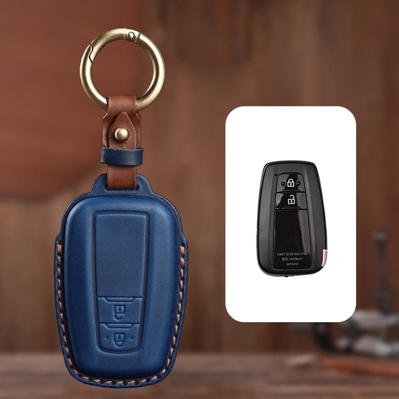 Genuine Leather Protector For TOYOTA Camry CHR Corolla RAV4 Avalon Land Cruiser Prado Prius Key Case Cover Fob