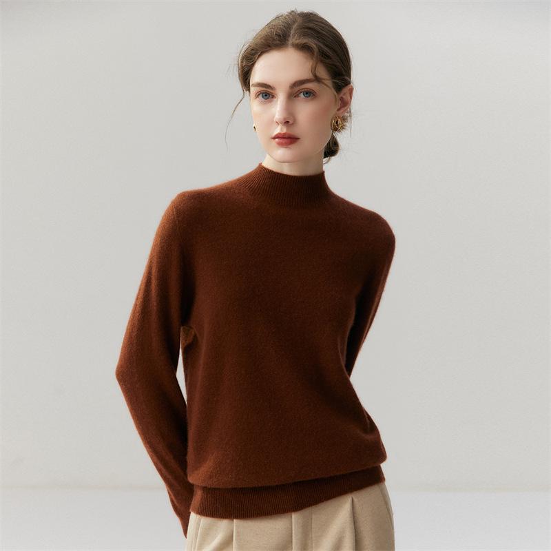 Lekasha Women's 100% Pure Cashmere High-Neck Sweater - Warm 12-Gauge Knit Base Layer