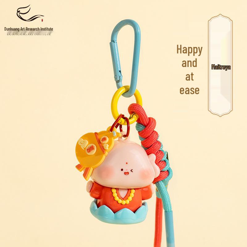 Брелок Маленький Будда Лотос Дуньхуан: Милый кулон в виде культурного музея, брелок для сумки в виде молящейся куклы, сувенирный подарок для друзей.