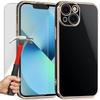 Protective Case - Luxury Fashion - for iPhone 13 - Black - Shockproof - Pack 2 Tempered Glasses