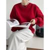 Luxi 2023 Wine Red Velvet Sweater: Women's Long-Sleeve Korean Style Pullover for Autumn & Winter