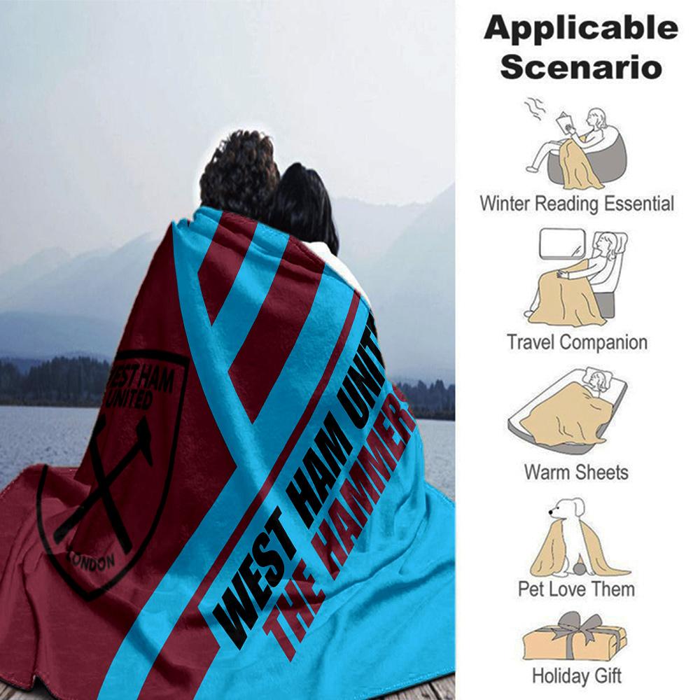 West FC United Crest Flannel Blanket, Soft Polyester, Modern Design, All-Season for Camping, Travel, Gifts for holidays or birthdays