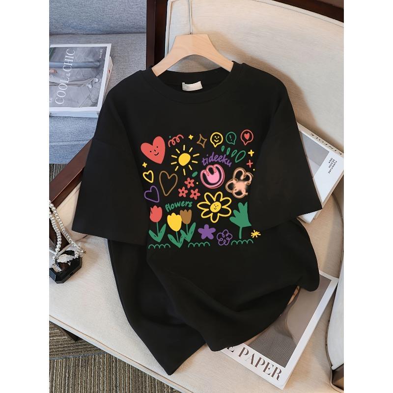 Kids Mid to Large Size Loose Fit Crewneck Short Sleeve T-Shirt