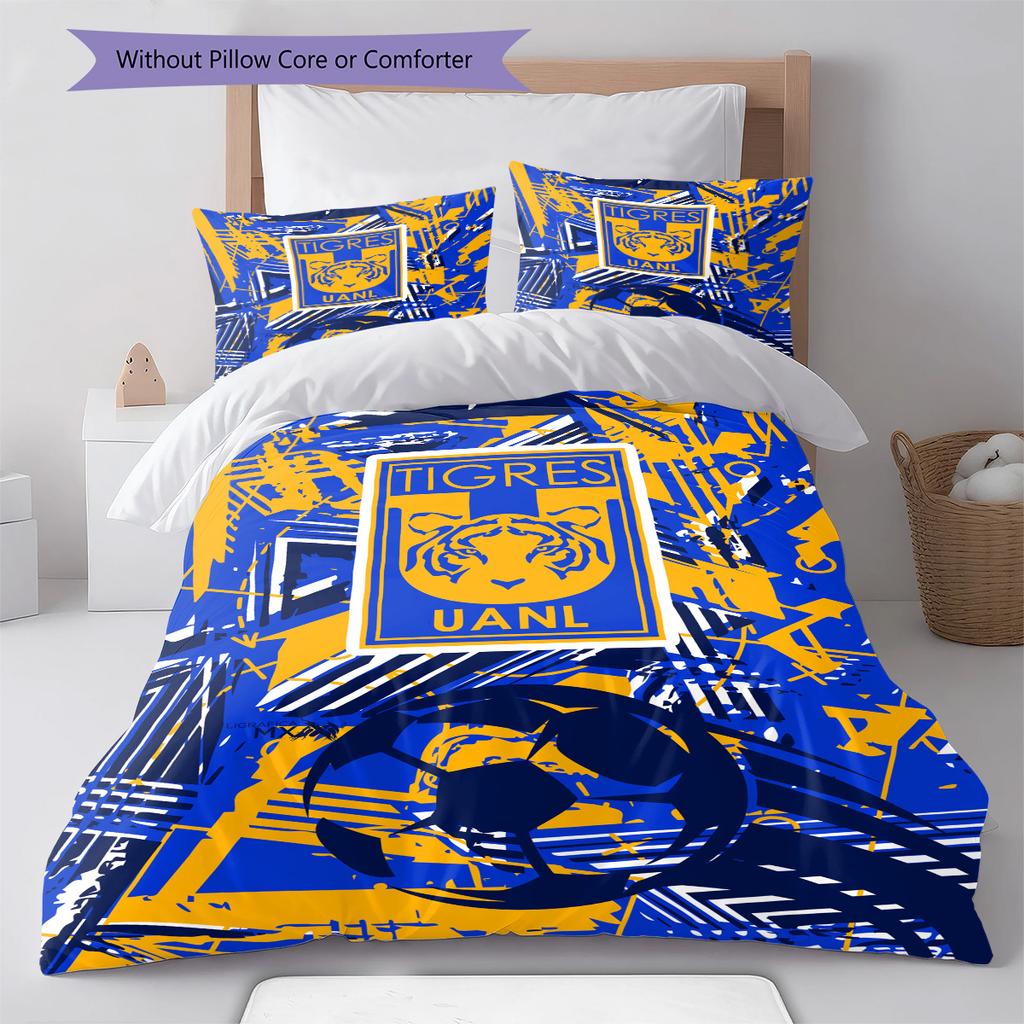 Tigres UANL Pattern Bedding Set Quilt Cover Pillowcase Home Decor Gift (1 * duvet cover + 2 * pillowcase, without core)