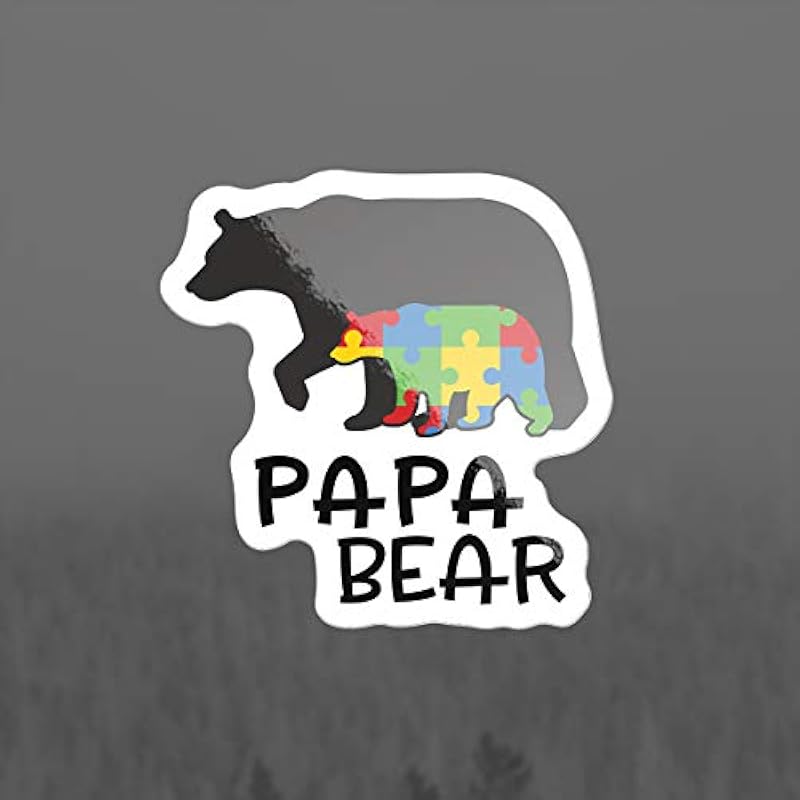 Autism Papa Bear Vinyl Decal Sticker - Car Truck Van SUV Window Wall Cup Laptop - 3 Inch Decal - MKS1454
