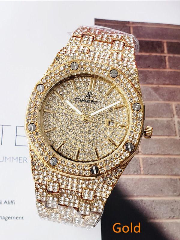 Мужские часы Полностью инкрустированные бриллиантами Мужские часы Роскошные кварцевые часы