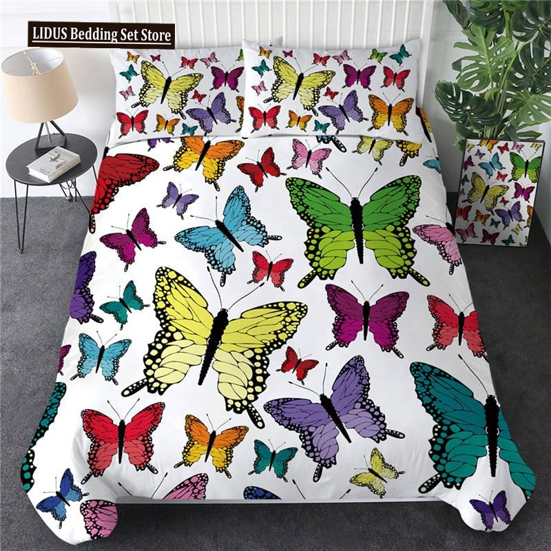 Комплект постельного белья Flying Butterflies, комплект постельного белья из коллекции Butterfly Queen King, полноразмерный, цветной, мягкий, из полиэстера, покрывало