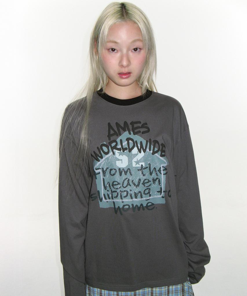 AMES-WORLDWIDE Homebound Ls Tee Charcoal