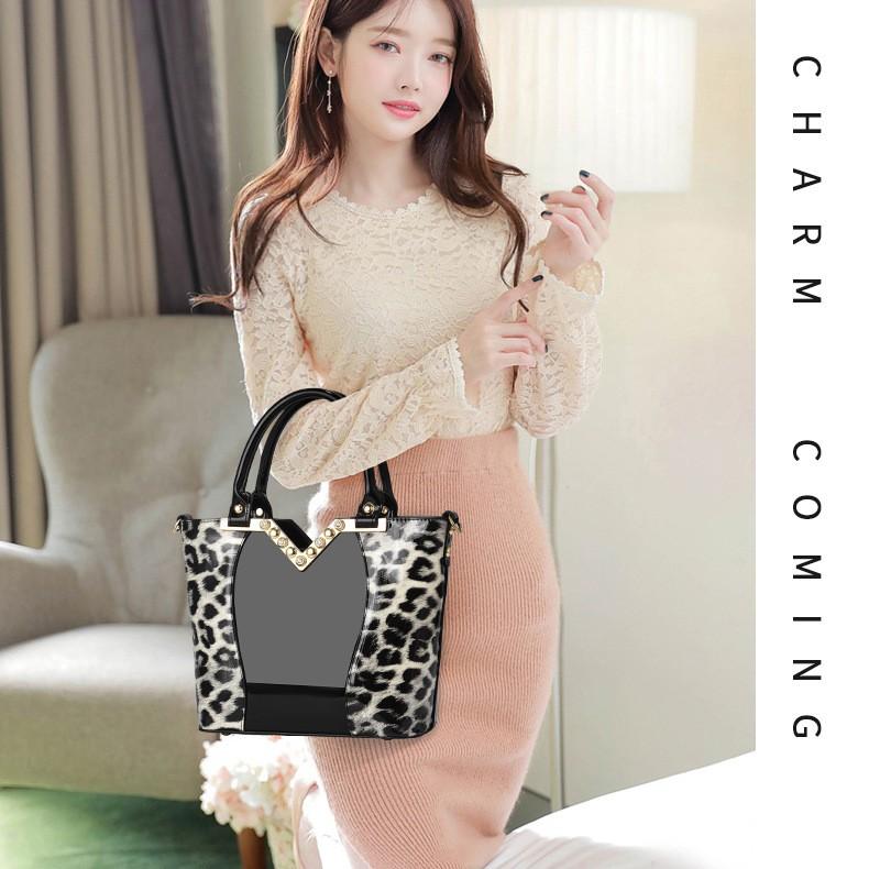 Яркая кожаная леопардовая сумка, роскошная и модная сумка через плечо большой емкости. Модная ручная большая сумка на одно плечо. Сумка через плечо.