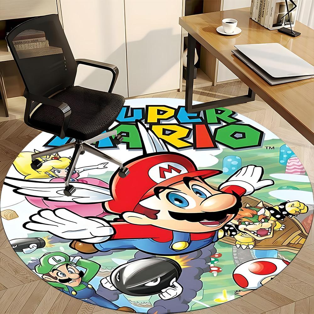 1pc Super Mario Bros. Office Round Area Rug, Under Office Chairs Bedroom Living Room Home Decor a1022284