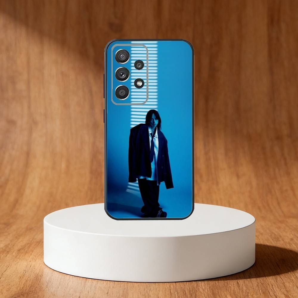 Billie B-BLUE Eilish singer Phone Case For Samsung S25,S24,S21,S22,S23,S30,Ultra,S20,Plus,Fe,Note,10,9,5G Black Cover