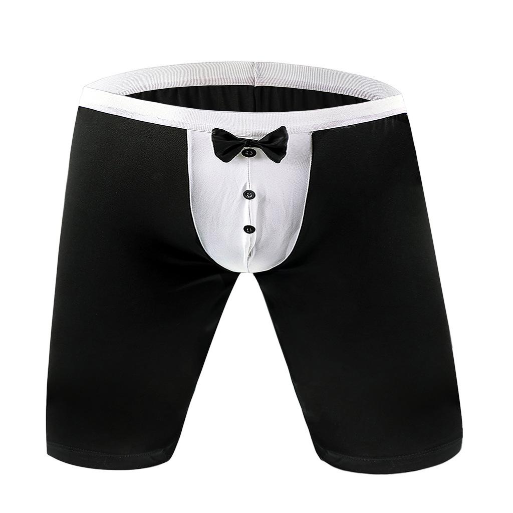 Мужские Сексуальные Боксеры-Смокинг Шорты-Трусы Sissy Pouch С Бантом Костюм Официанта Нижнее Белье Ночной Клуб Горничная Униформа