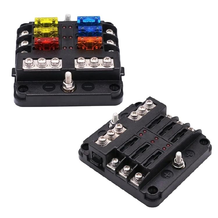 6/12 Way Car Boat Fuses Box Block Holder 12V 36V Auto Marine Waterproof Power Distribution Panel Board