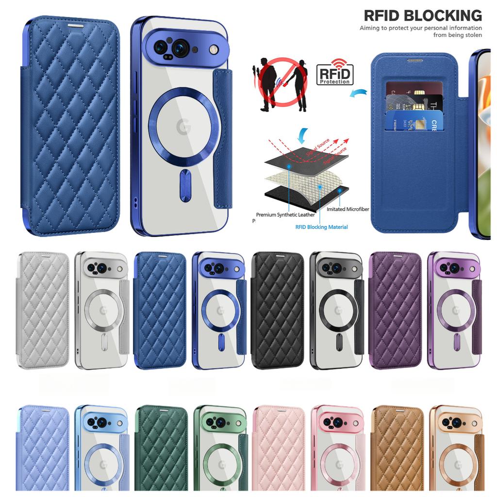 Для Google Pixel 7a/8a/9/9 Pro/9 Pro XL/10/10 Pro/10 Pro XL. Кожаный чехол Yadun Small Fragrance с блокировкой RFID и поддержкой беспроводной зарядки