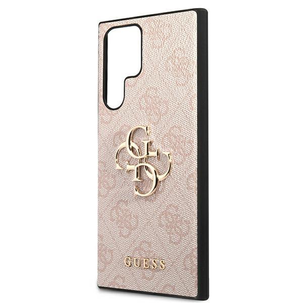 Чехол Guess GUHCS22L4GMGPI S908 S22 Ultra розовый/pink жесткий 4G Большой Металлический Логотип