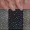 3D French Stars Nail Stickers Laser Golden Purple Stars Nail Decals Glitter Charms Manicure Art Decor