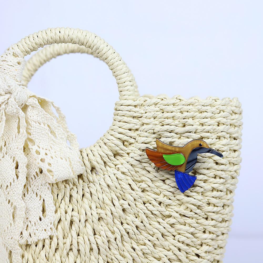 Blucome Cartoon Acrylic Hummingbird Brooches Pin Sweater Bag Suit Collar Clip Unique Design Jewelry For Women Girls Brooch Gift