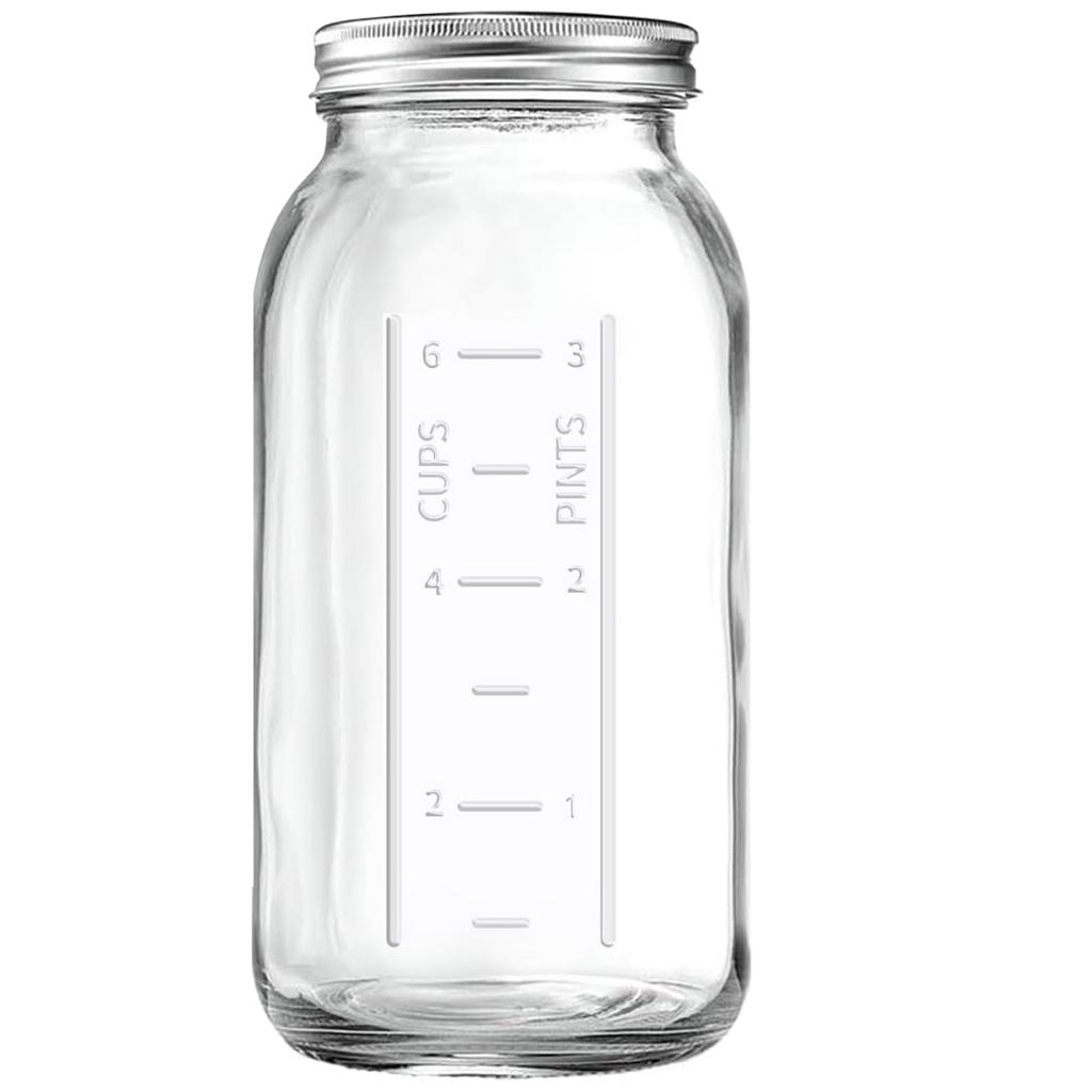 64oz Wide Mouth Glass Jar - Airtight Canning for Fermenting, Pickling - Heavy-Duty Storage, Half Gallon/2 Quart