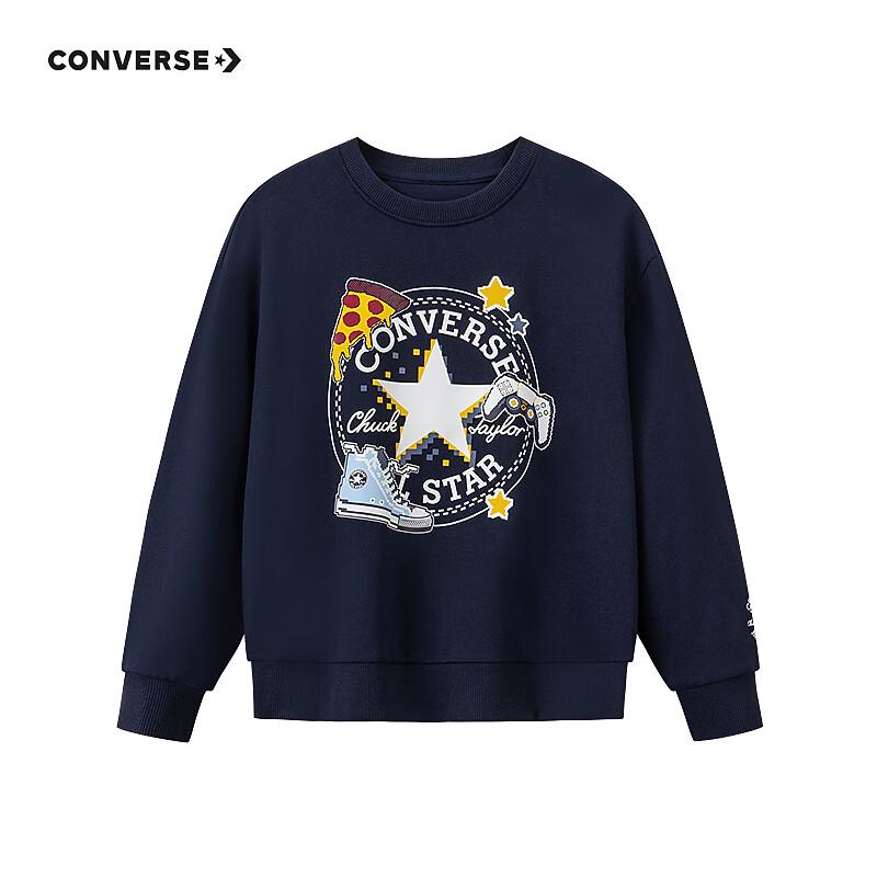 Converse Унисекс Детская флисовая толстовка с игривым принтом