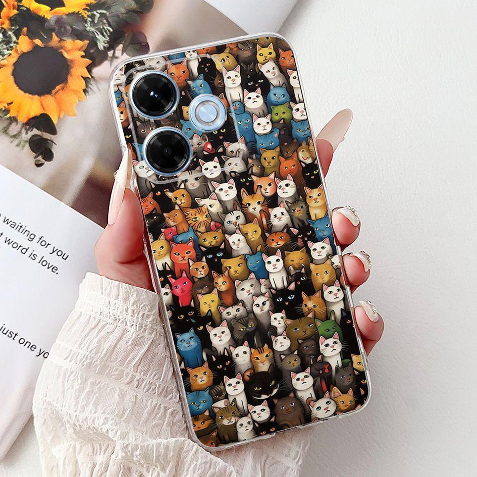 New For Xiaomi Redmi 13x 4G Case Cute Cartoon Panda Machine Flower TPU Soft Silicone Cover For Xiomi Redmi 13X Shockproof Bumper