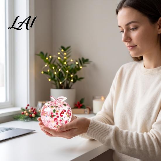 Stress Relief Toys for Kids Apple Squishy Ball Christmas Glitter Fidget Toy Soft Squeeze Balls Office Rebound Sensory Decompression Toy Adults Cute
