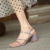 New Cow Leather Women Sandals Casual Buckle Strap Summer Shoes Heel Women Thick Heel Women Shoes Sandal Platform Spot Goods