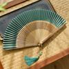 Винтажный китайский шик чонсам ханьфу веер древний стиль ткань ручная работа бамбуковые спицы складной веер танцевальное выступление портативный ручной веер