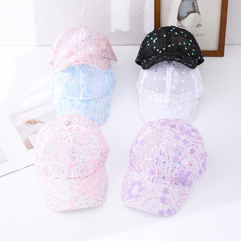 Mesh breathable hat women's summer cap sequins trendy versatile sunshade sun hat Internet celebrity baseball cap