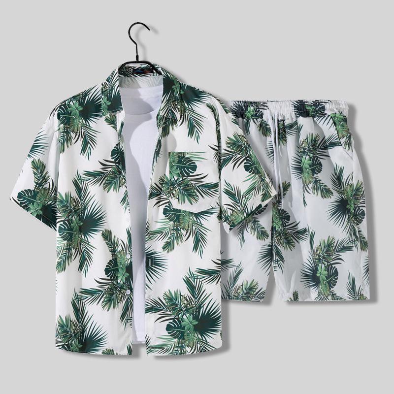 Men's Hawaiian Vacation Beach Shirt and Shorts Set