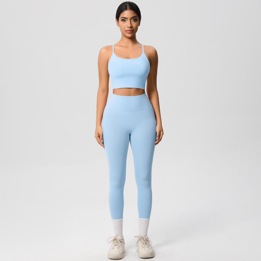 New Cloud Inspired Camisole Vest, Sports Bra, Yoga Suit Set, Quick Drying, Tight Fitting, Running, Leisure And Fitness Two-Piece Set For Women