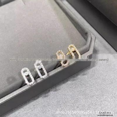 Серьги-пусеты Messika из 18-каратного золота с бриллиантами в виде скрепки для женщин - Модные, Универсальные, Изысканный подарок для девушки