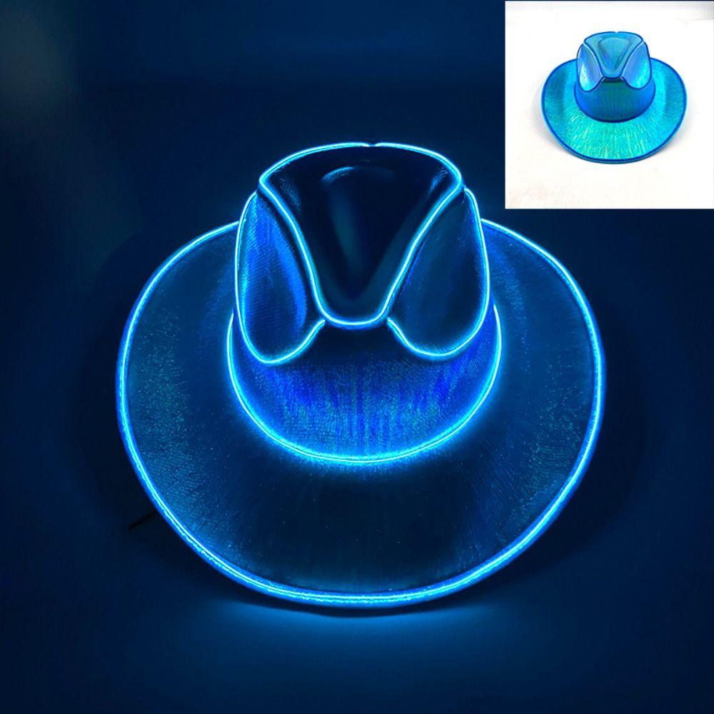 Pearlescent Neon Halloween Hats Colorful Sequined LED Luminous Cowboy Hat Cool Fashion Western Cowboy Hat Bachelorette Party